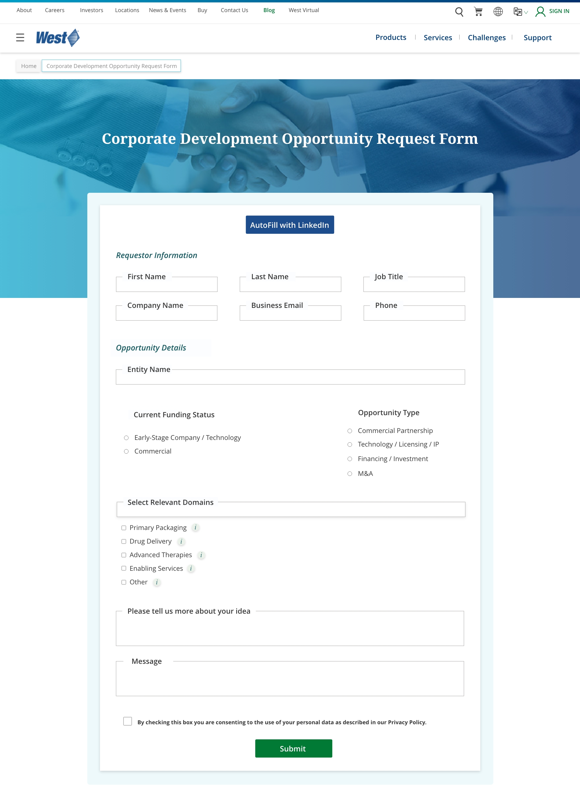 submit your request form